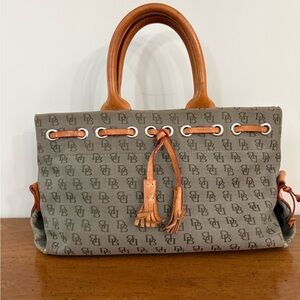 Dooney & Bourke Monogrammed Gray and Tan Tote
